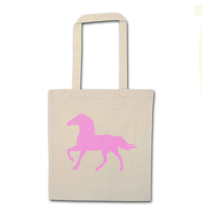 Pink horse natural tote bag