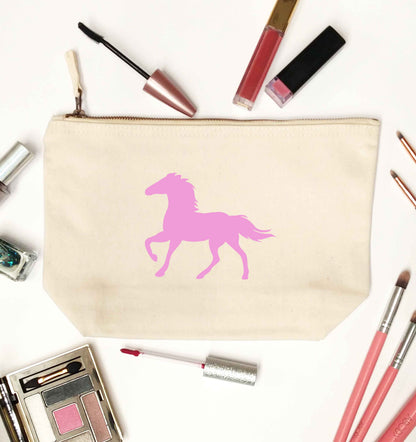 Pink horse natural makeup bag