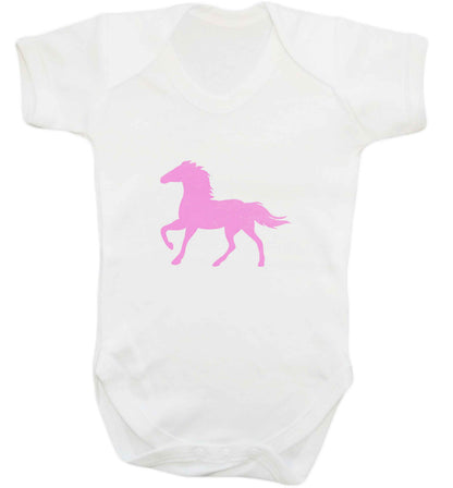 Pink horse baby vest white 18-24 months