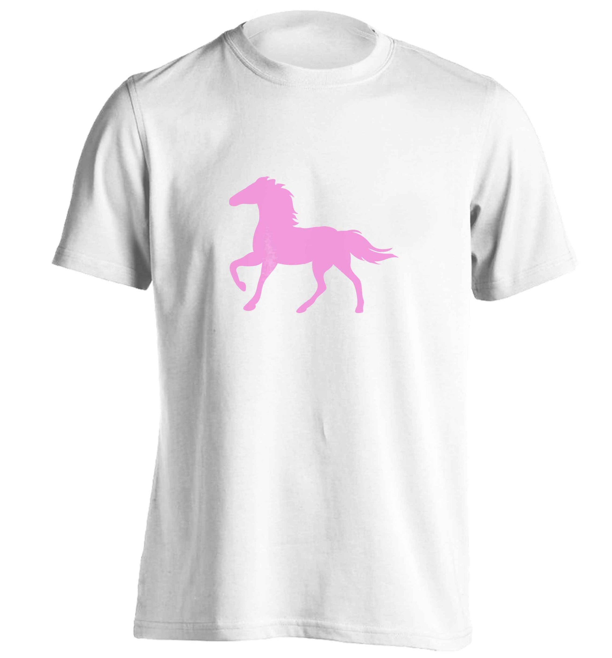 Pink horse adults unisex white Tshirt 2XL