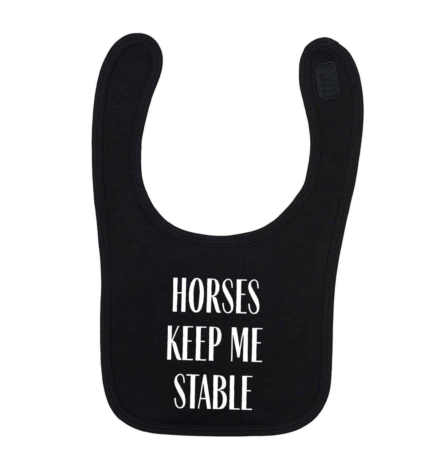 Horses keep me stable black baby bib
