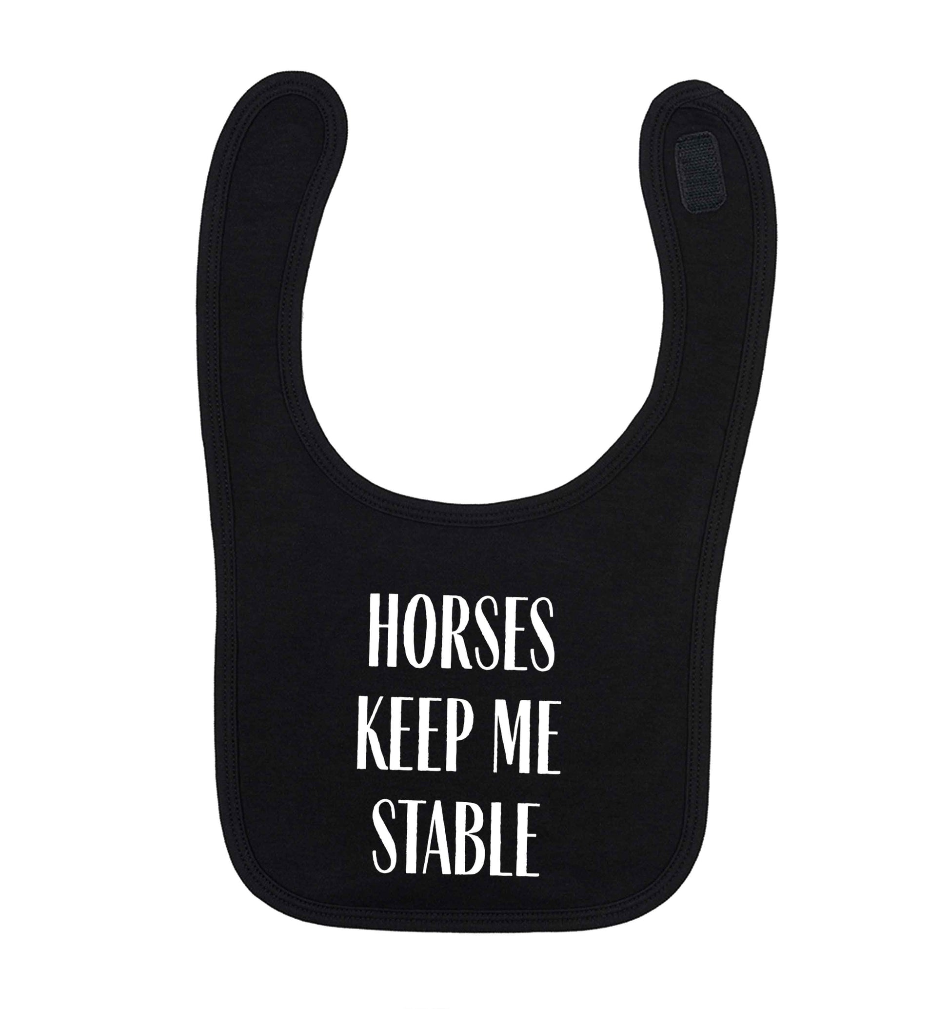 Horses keep me stable black baby bib