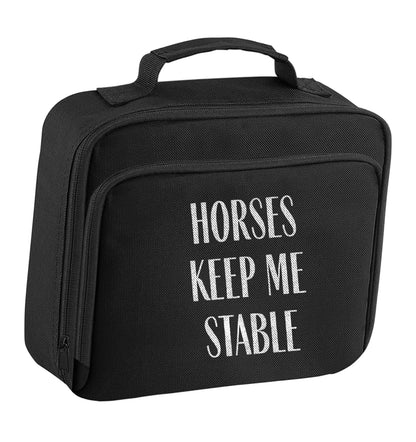Horses keep me stable insulated black lunch bag cooler