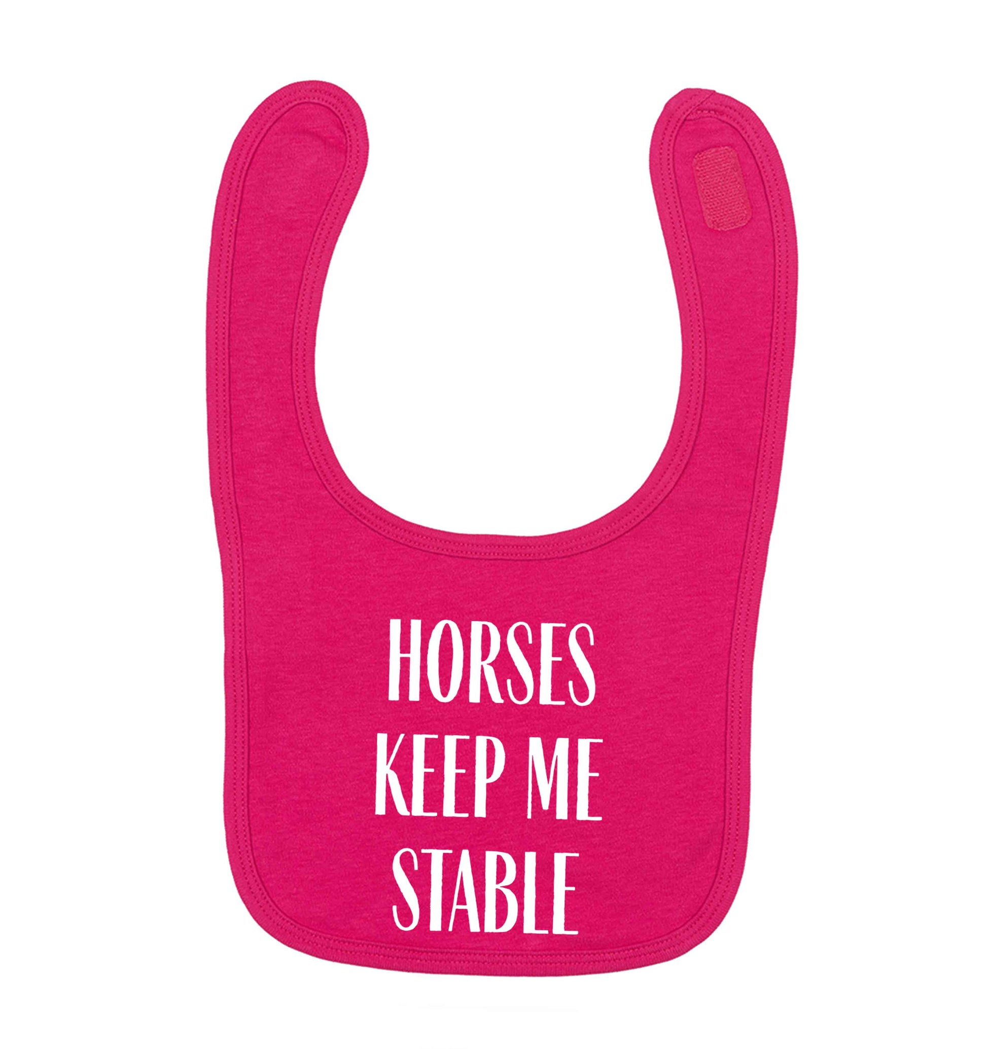 Horses keep me stable dark pink baby bib