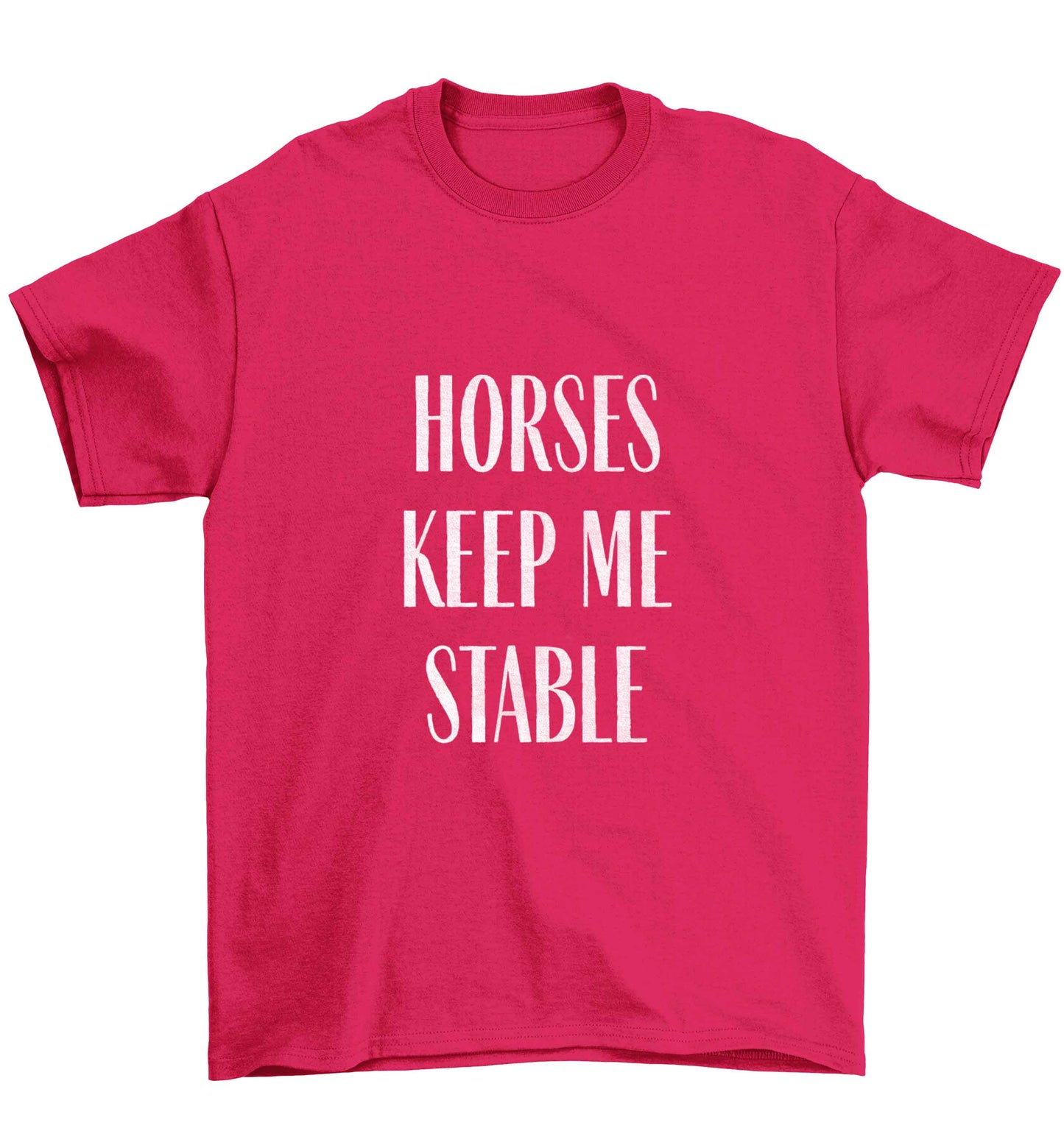 Horses keep me stable Children's pink Tshirt 12-13 Years