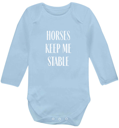 Horses keep me stable baby vest long sleeved pale blue 6-12 months