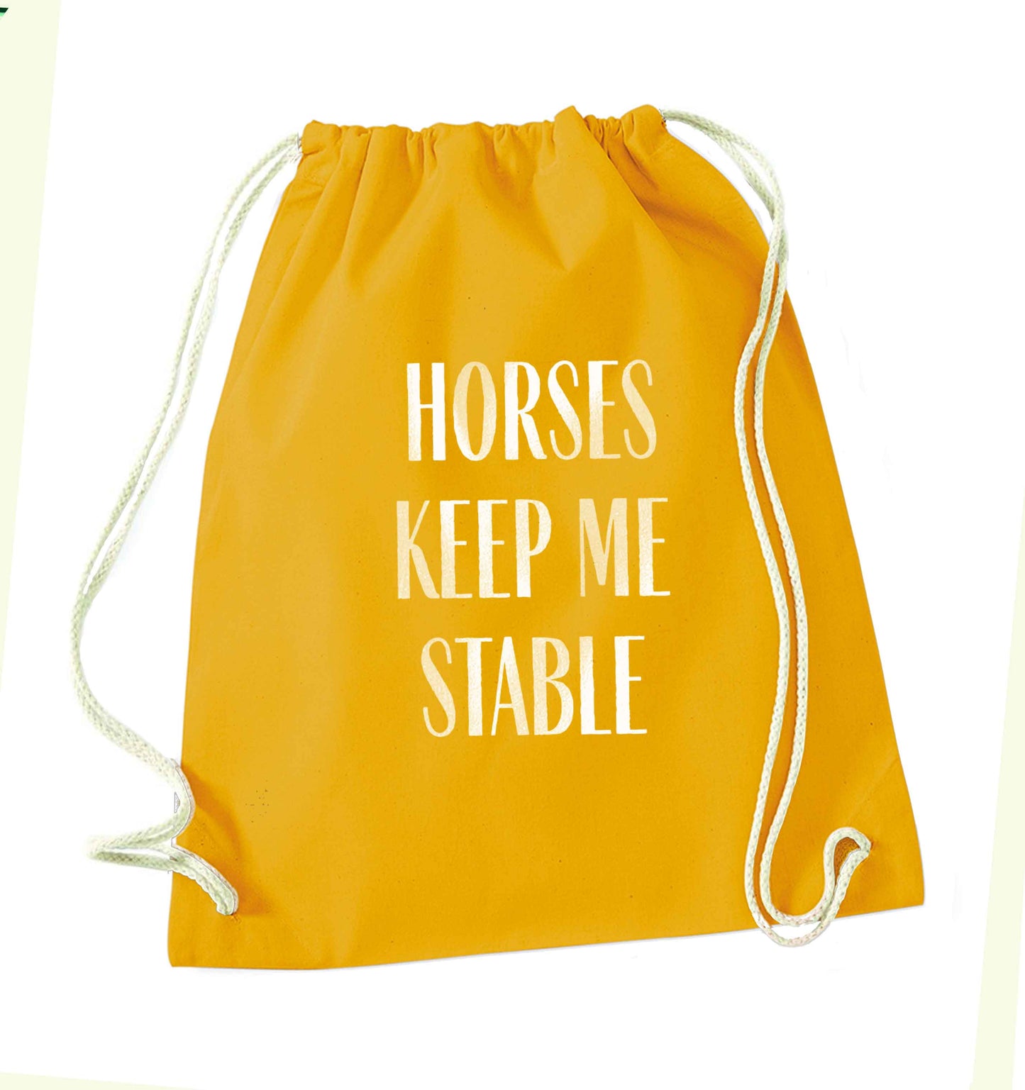 Horses keep me stable mustard drawstring bag