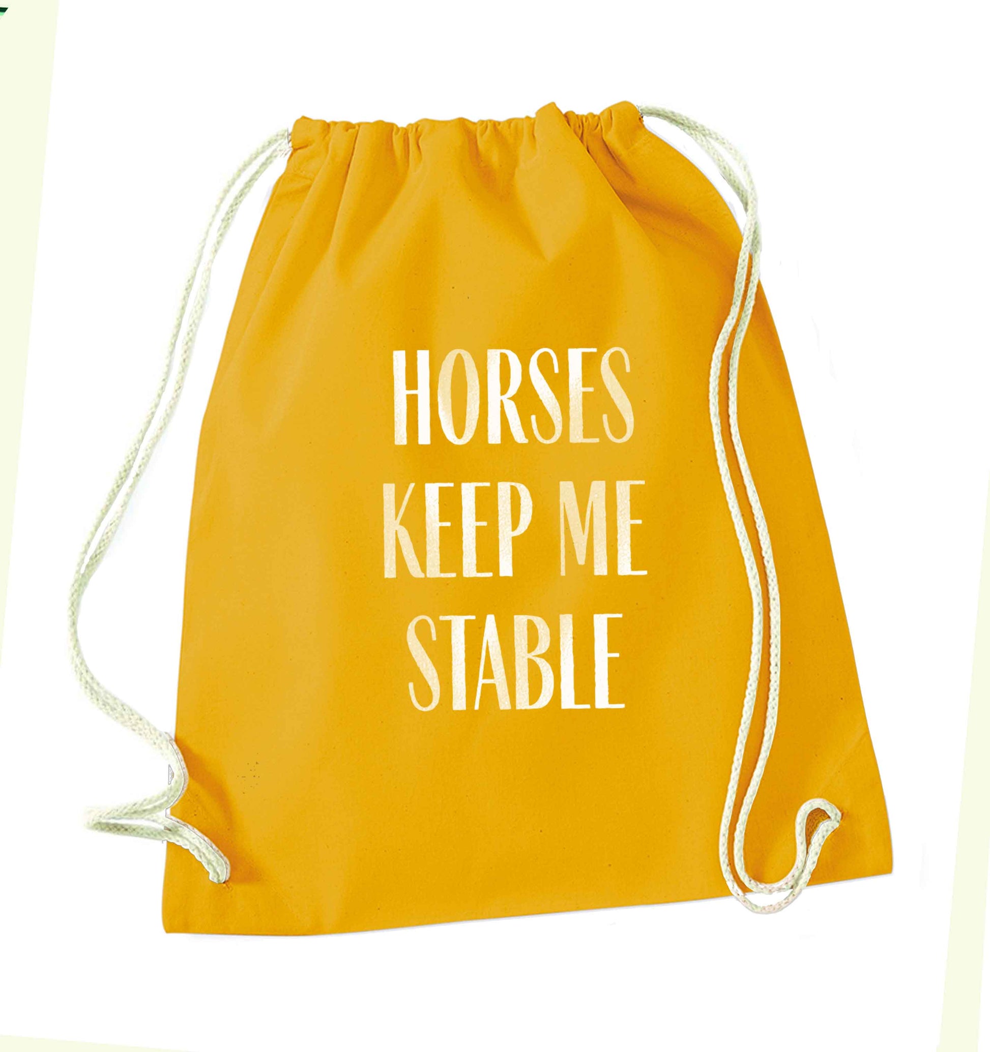 Horses keep me stable mustard drawstring bag
