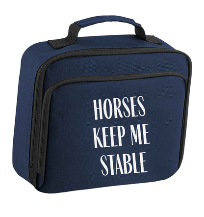 Horses keep me stable insulated navy lunch bag cooler