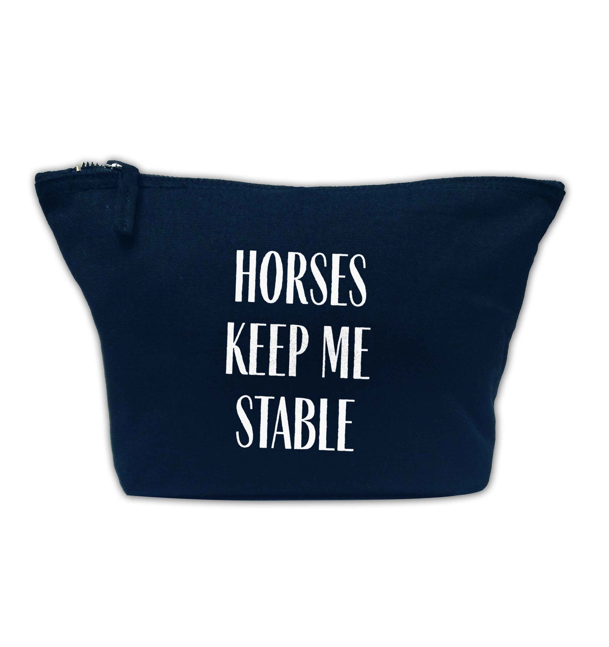 Horses keep me stable navy makeup bag