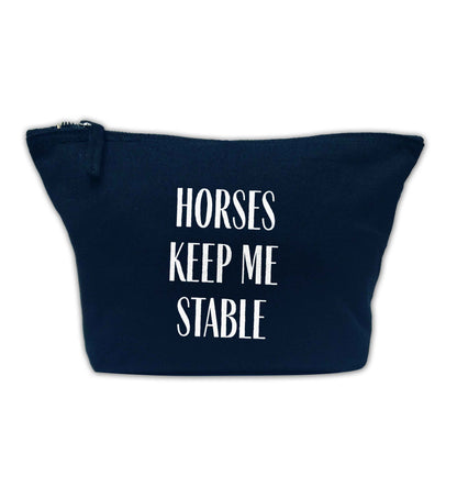 Horses keep me stable navy makeup bag