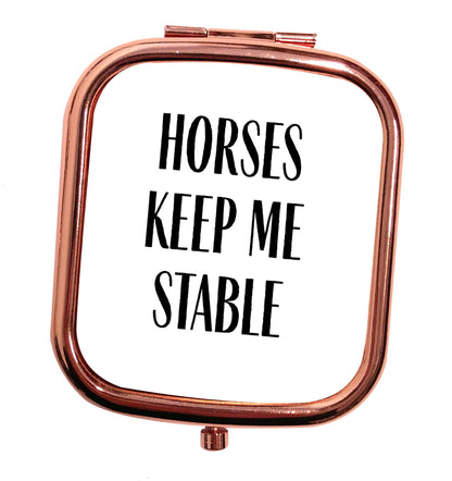Horses keep me stable rose gold square pocket mirror