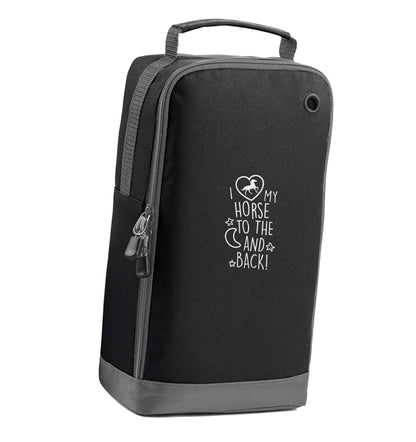 I love my horse to the moon and back black sports shoe bag vertical print