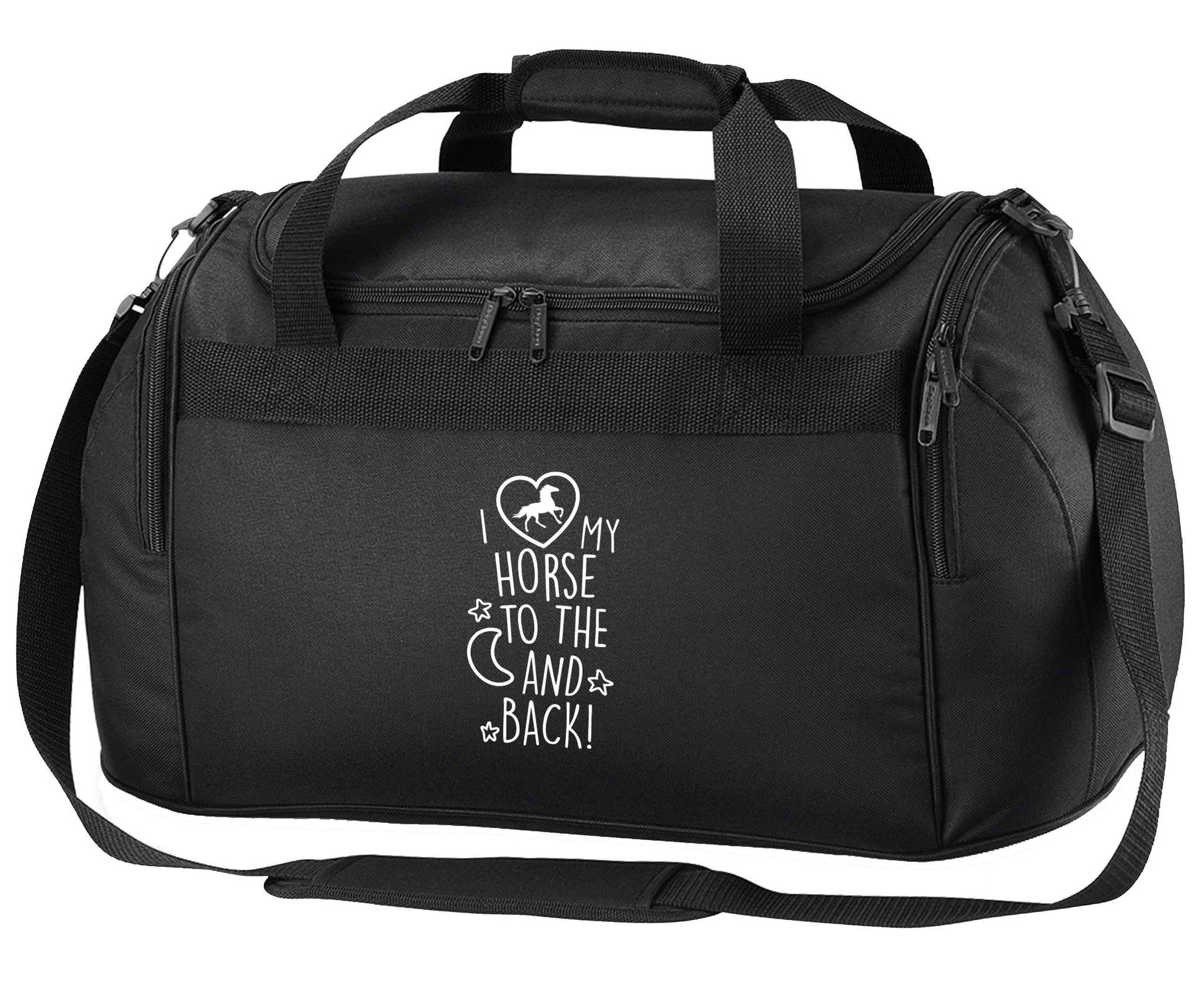 I love my horse to the moon and back black holdall / duffel bag