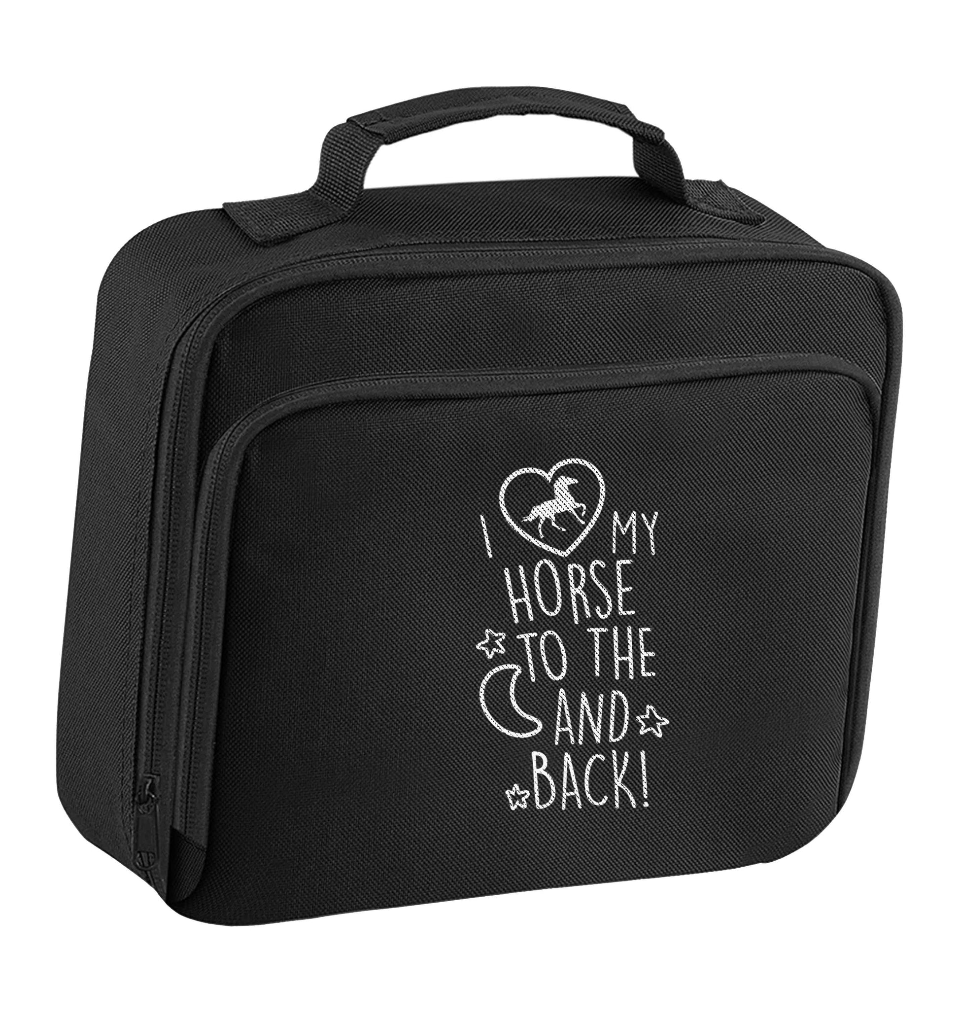 I love my horse to the moon and back insulated black lunch bag cooler