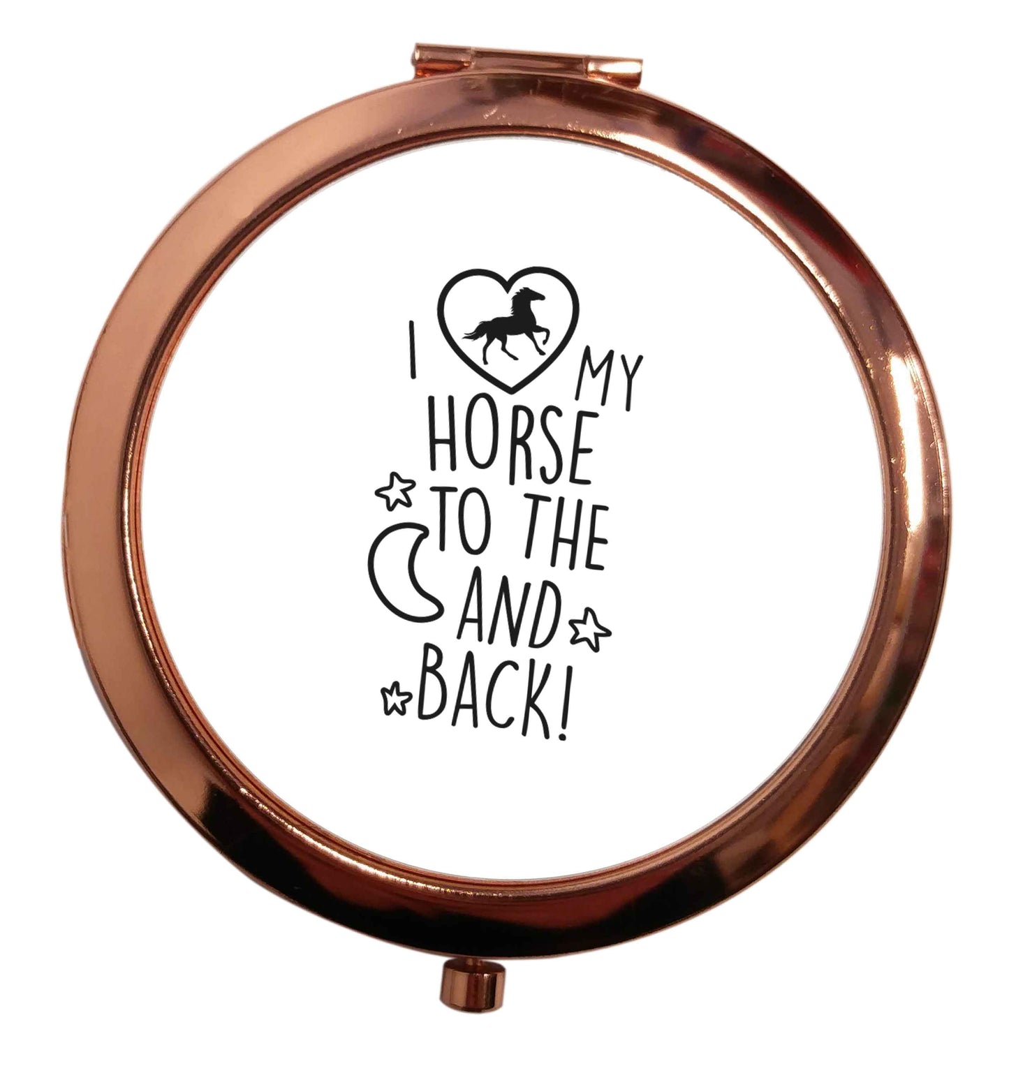 I love my horse to the moon and back rose gold circle pocket mirror