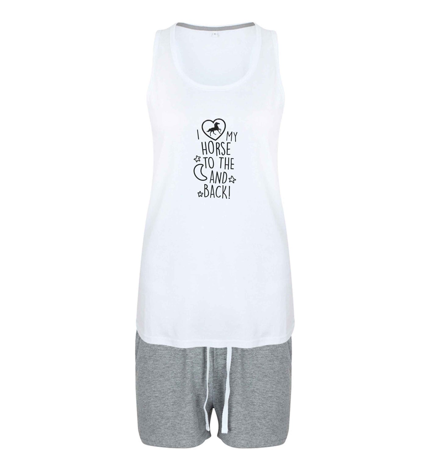 I love my horse to the moon and back size XL women's pyjama shorts set in pink 