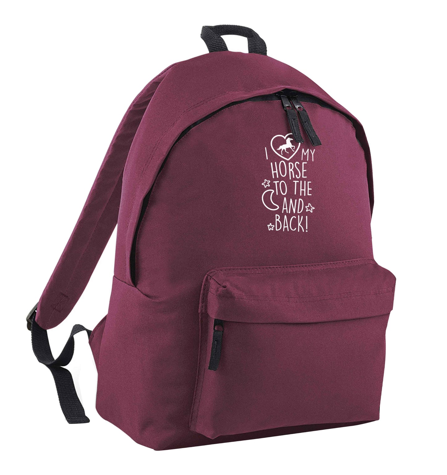 I love my horse to the moon and back maroon adults backpack