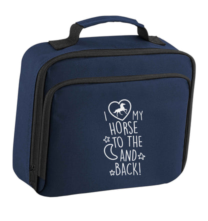 I love my horse to the moon and back insulated navy lunch bag cooler