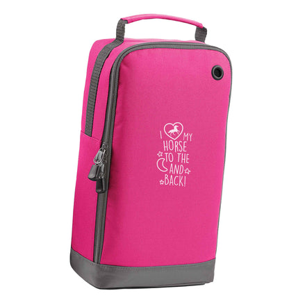 I love my horse to the moon and back pink sports shoe bag vertical print