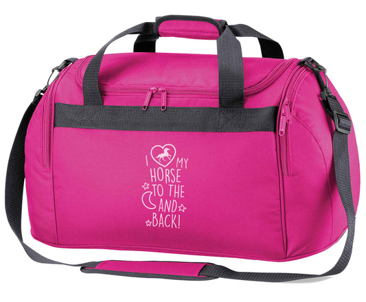 I love my horse to the moon and back pink holdall / duffel bag