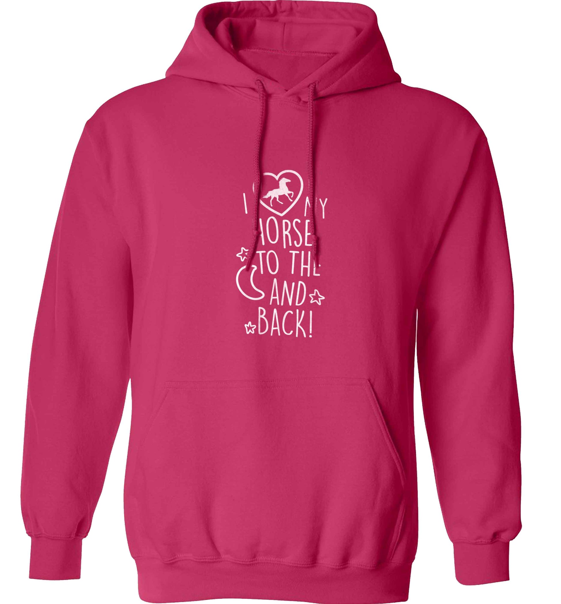 I love my horse to the moon and back adults unisex pink hoodie 2XL