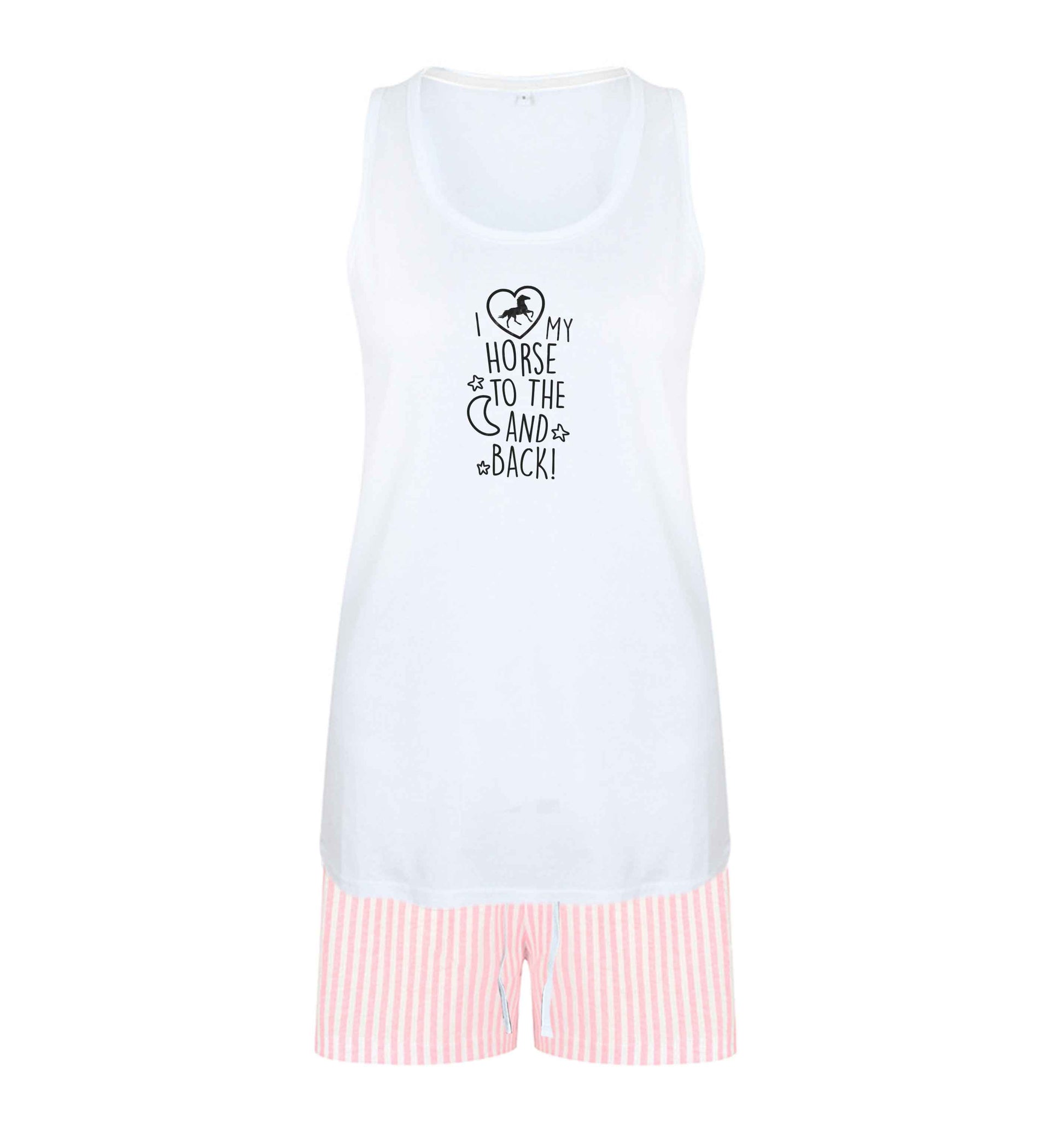 I love my horse to the moon and back size XL women's pyjama shorts set in pink 