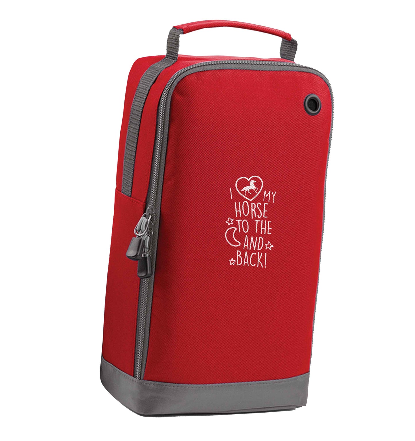 I love my horse to the moon and back red sports shoe bag vertical print