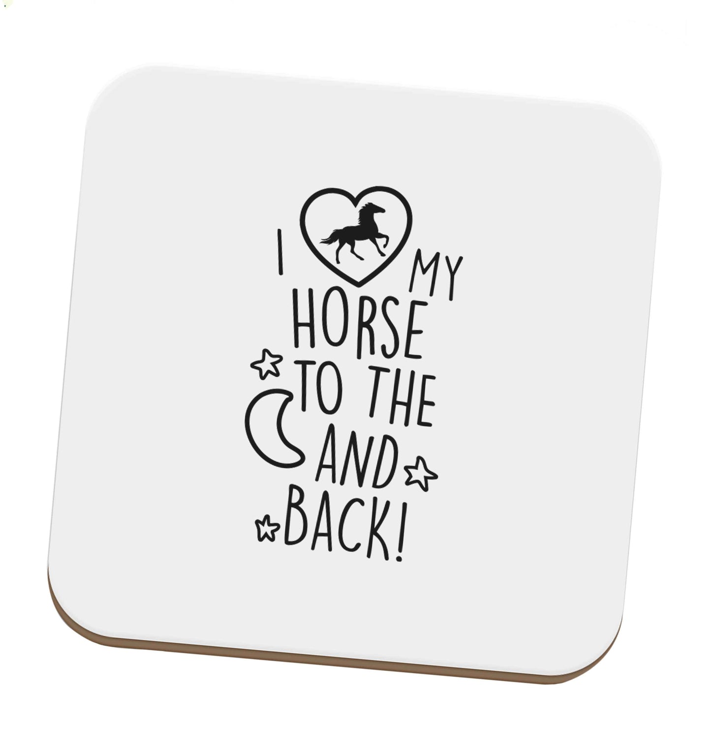 I love my horse to the moon and back set of four coasters