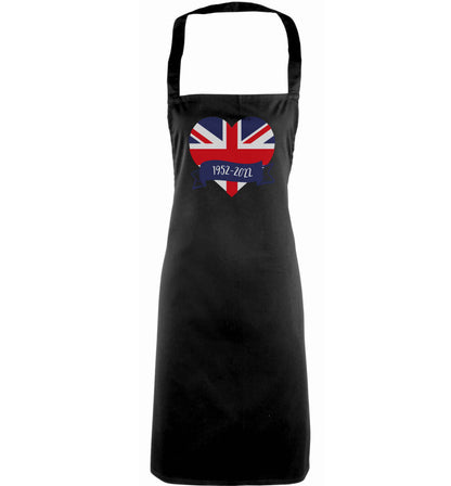 British flag heart Queens jubilee adults black apron