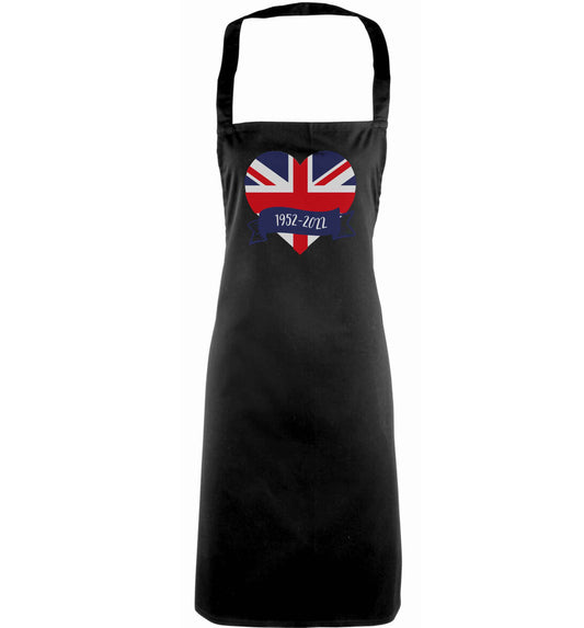 British flag heart Queens jubilee adults black apron