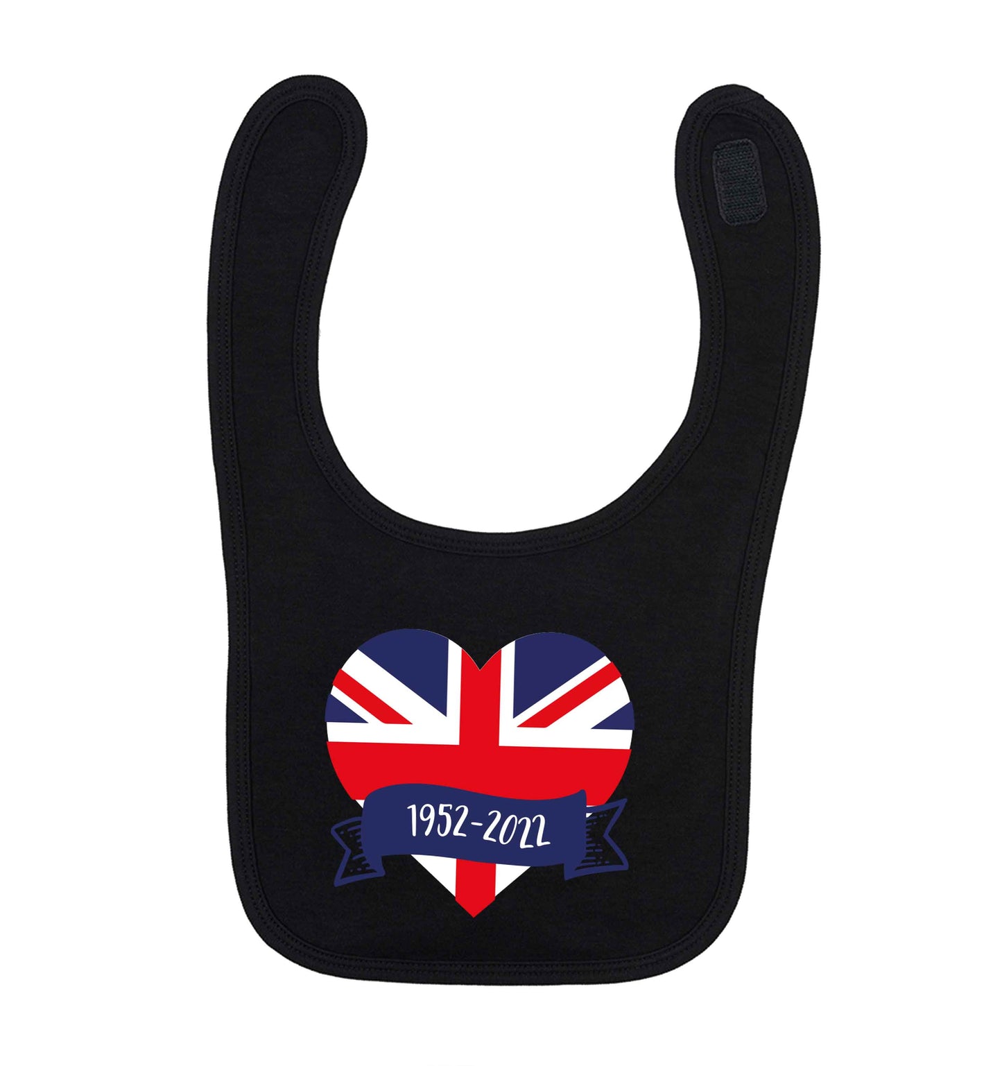 British flag heart Queens jubilee black baby bib