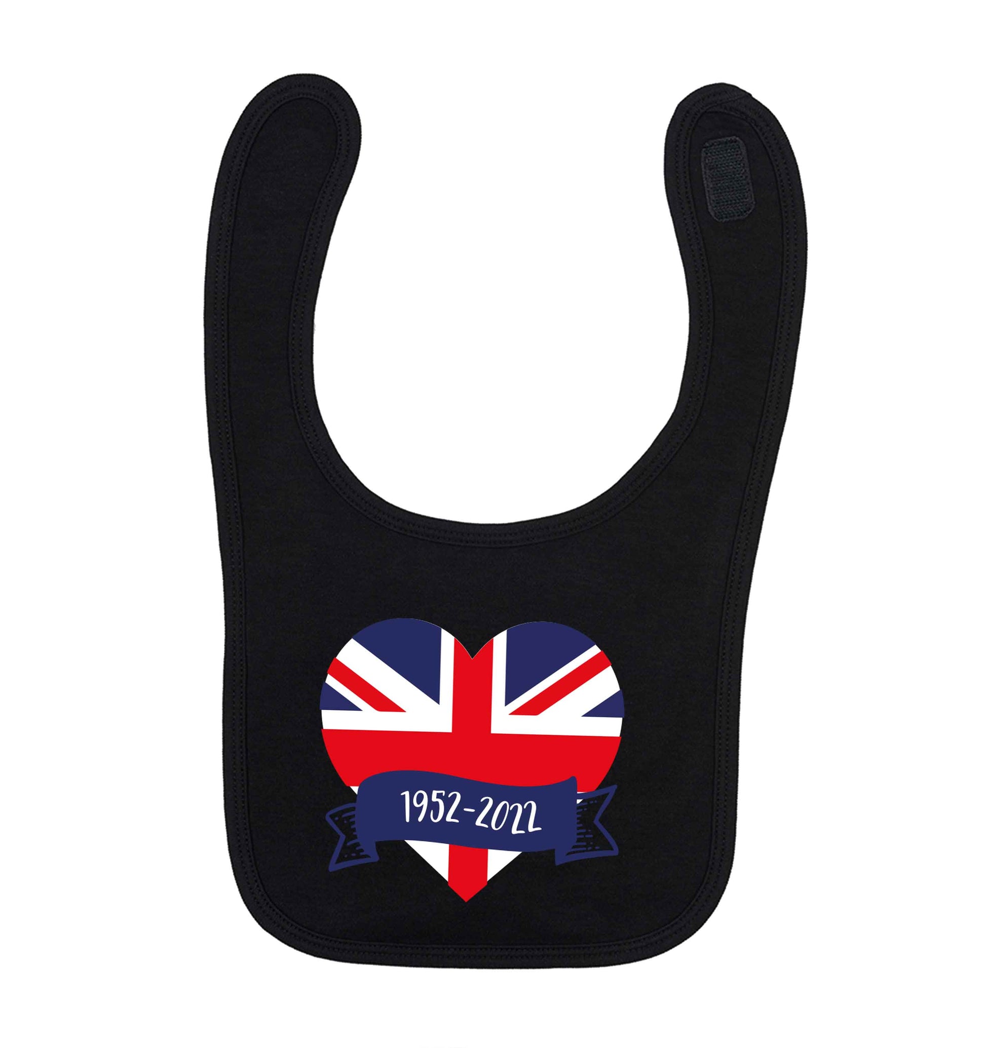 British flag heart Queens jubilee black baby bib