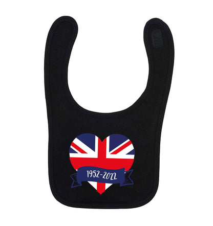 British flag heart Queens jubilee black baby bib
