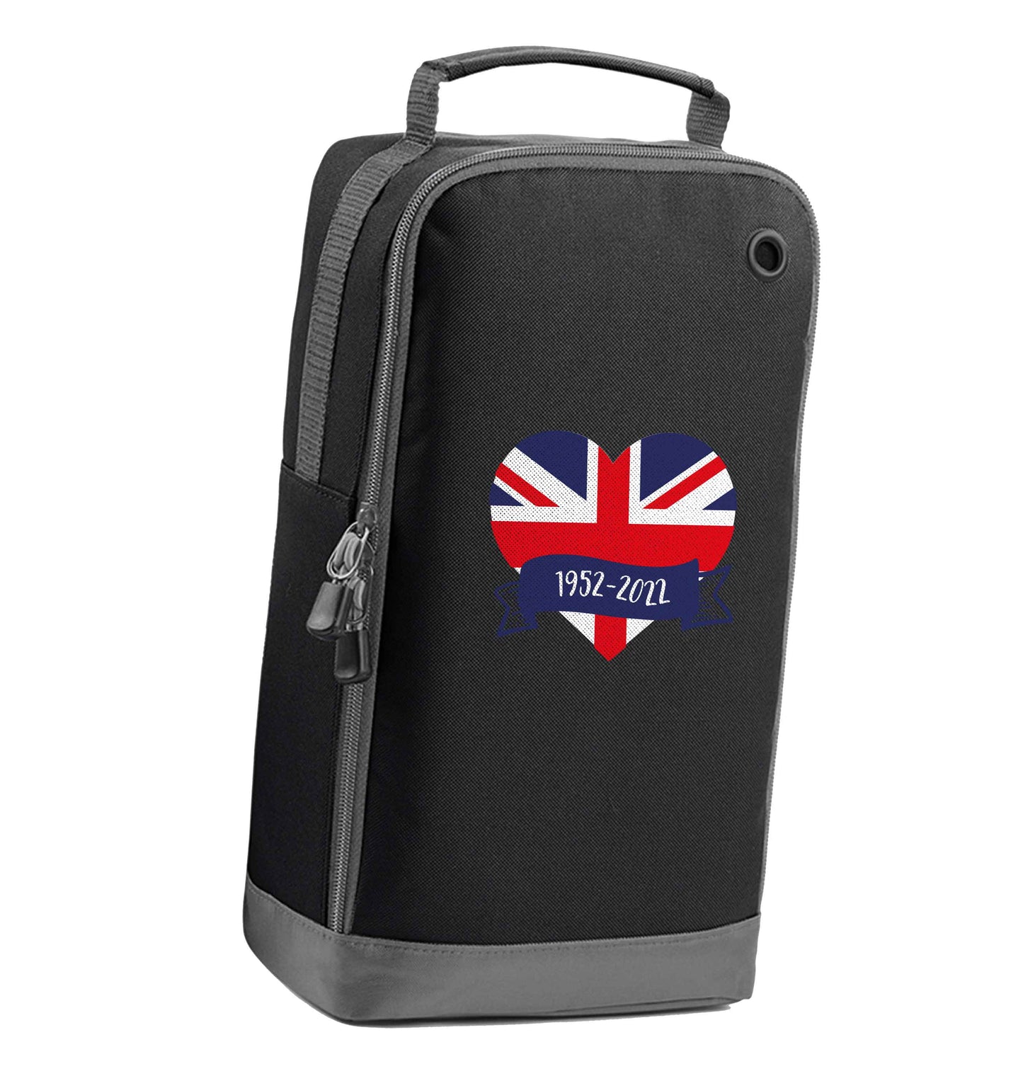 British flag heart Queens jubilee black sports shoe bag vertical print