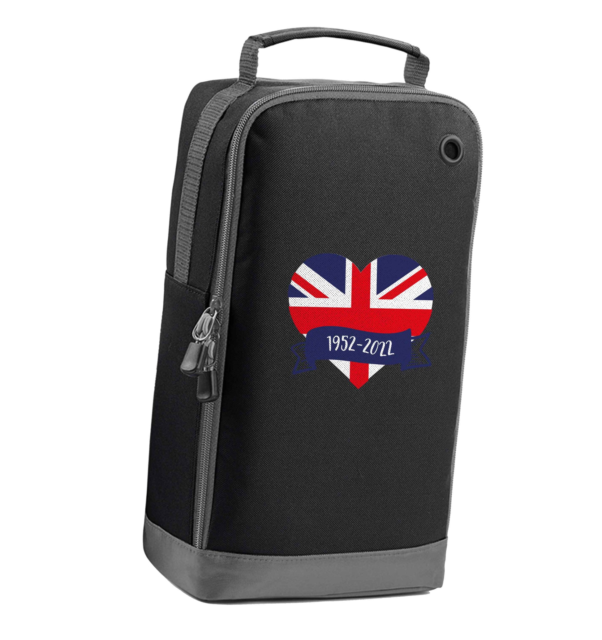 British flag heart Queens jubilee black sports shoe bag vertical print