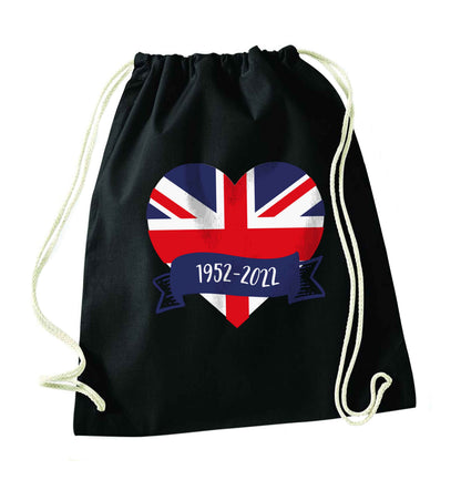 British flag heart Queens jubilee black drawstring bag