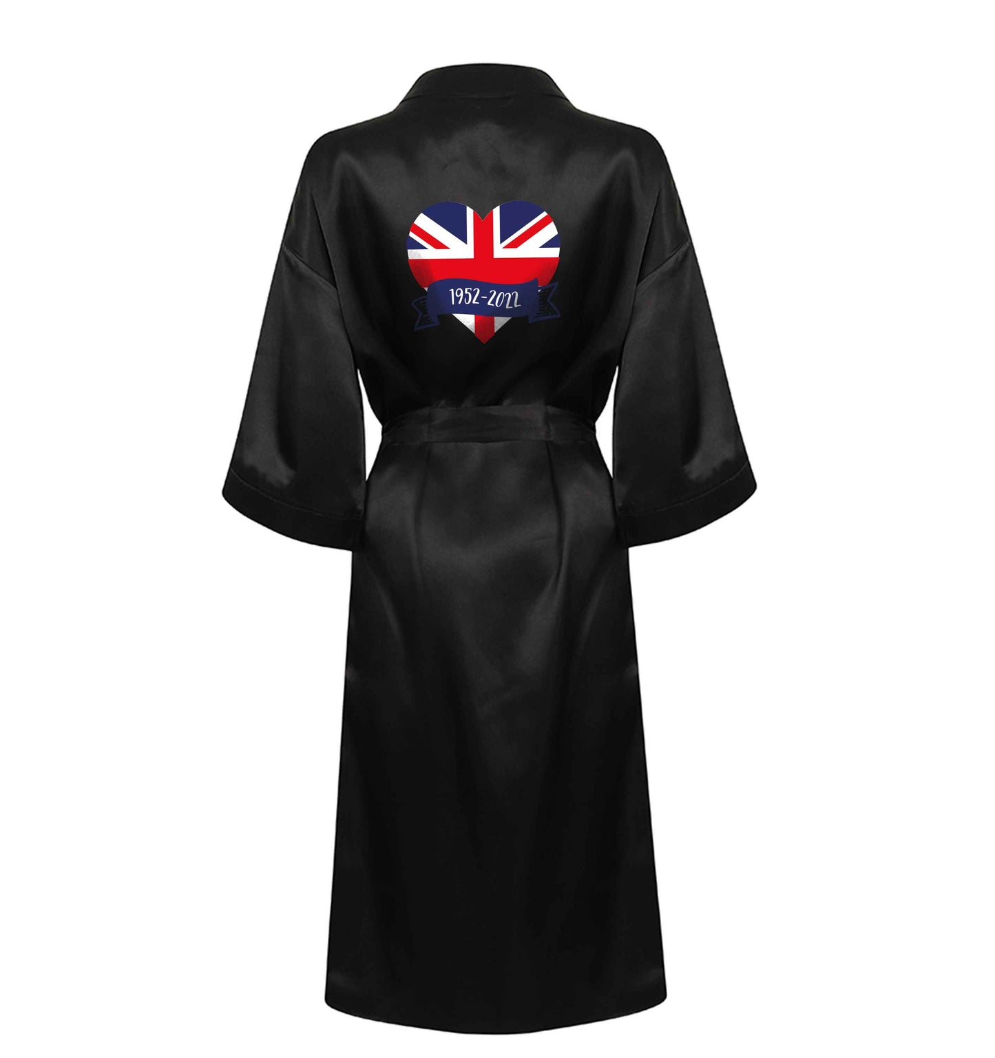 British flag heart Queens jubilee XL/XXL black ladies dressing gown size 16/18