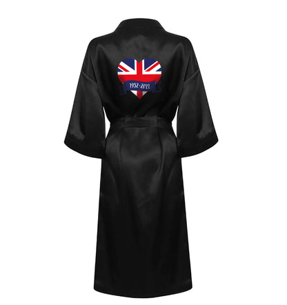 British flag heart Queens jubilee XL/XXL black ladies dressing gown size 16/18