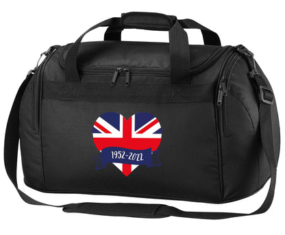 British flag heart Queens jubilee black holdall / duffel bag