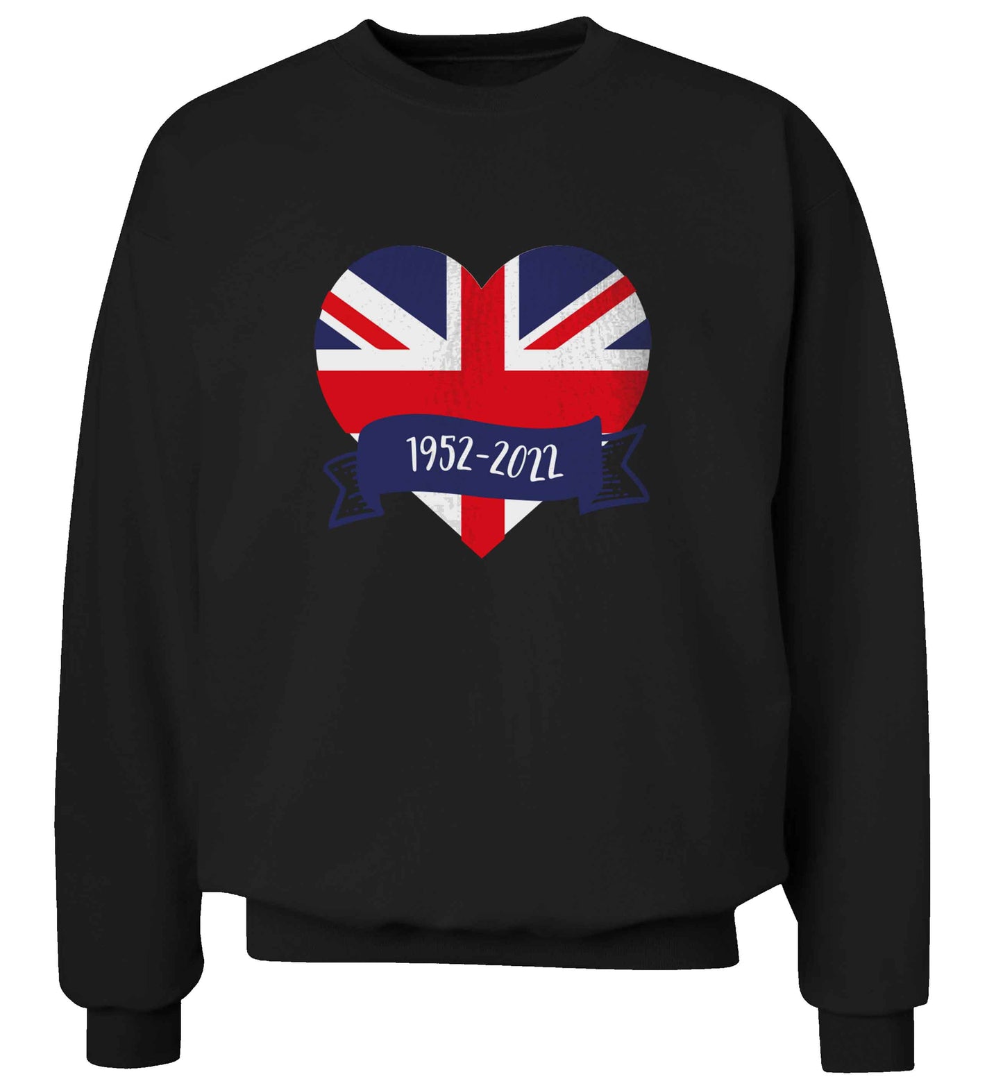 British flag heart Queens jubilee adult's unisex black sweater 2XL