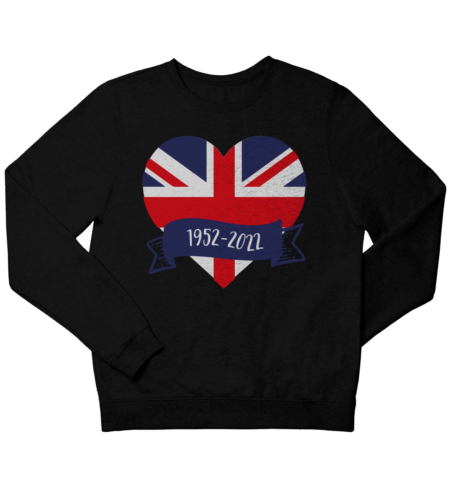 British flag heart Queens jubilee children's black sweater 12-13 Years