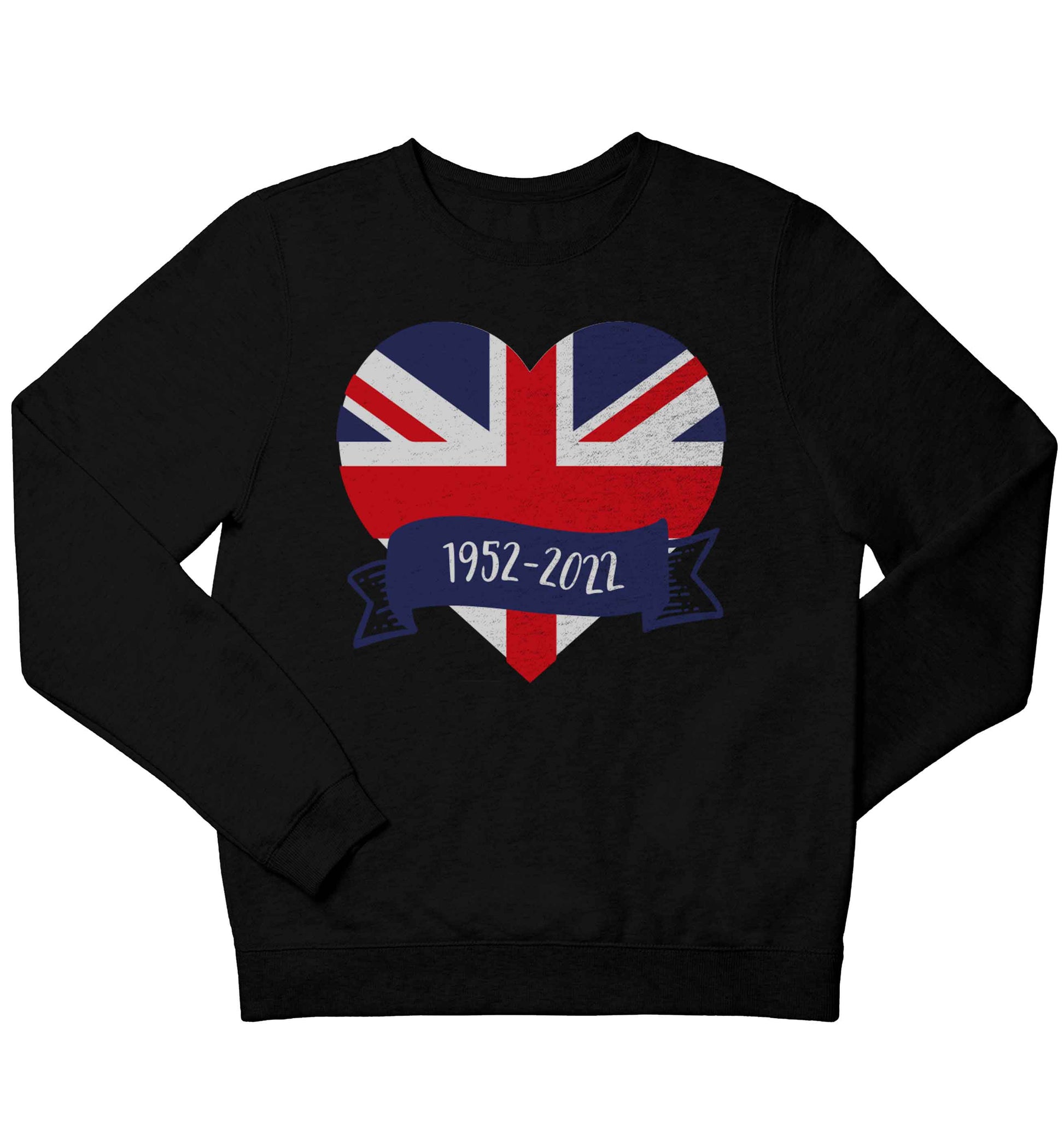British flag heart Queens jubilee children's black sweater 12-13 Years