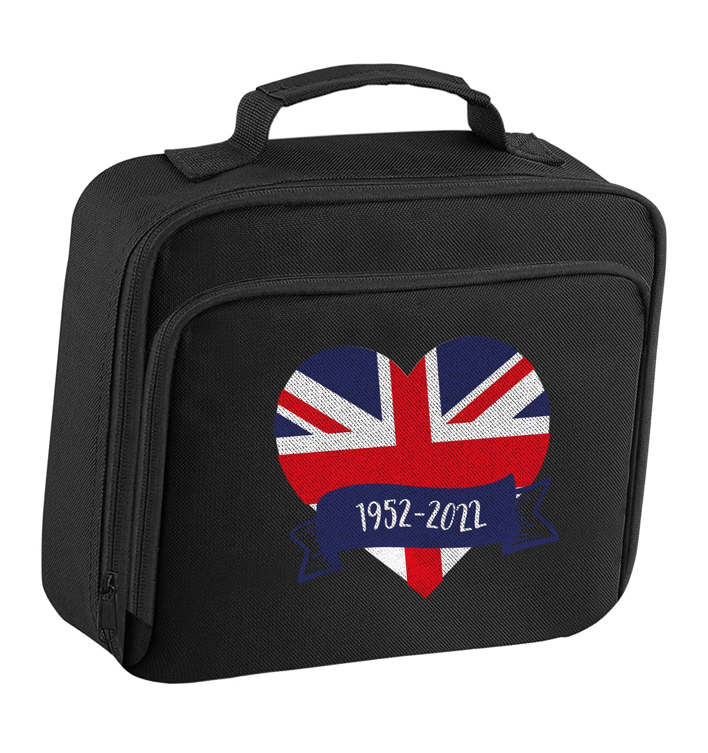 British flag heart Queens jubilee insulated black lunch bag cooler