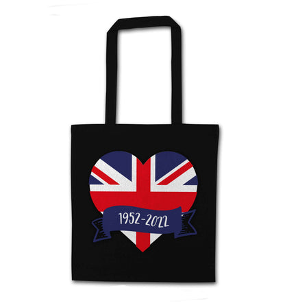 British flag heart Queens jubilee black tote bag