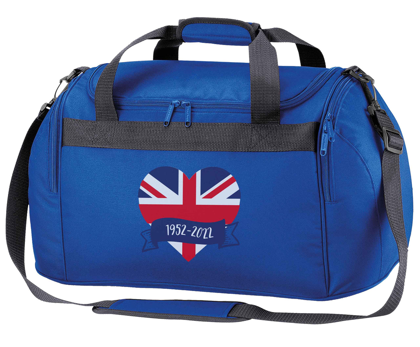British flag heart Queens jubilee royal blue holdall / duffel bag