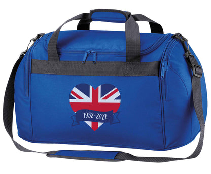 British flag heart Queens jubilee royal blue holdall / duffel bag