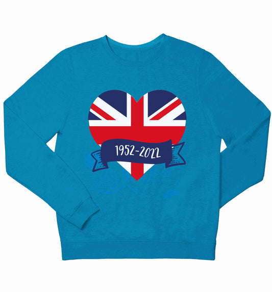 British flag heart Queens jubilee children's blue sweater 12-13 Years