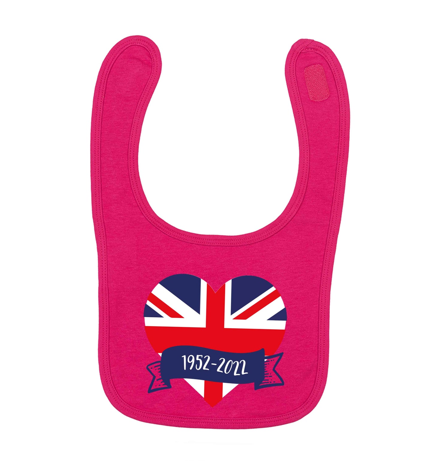British flag heart Queens jubilee dark pink baby bib