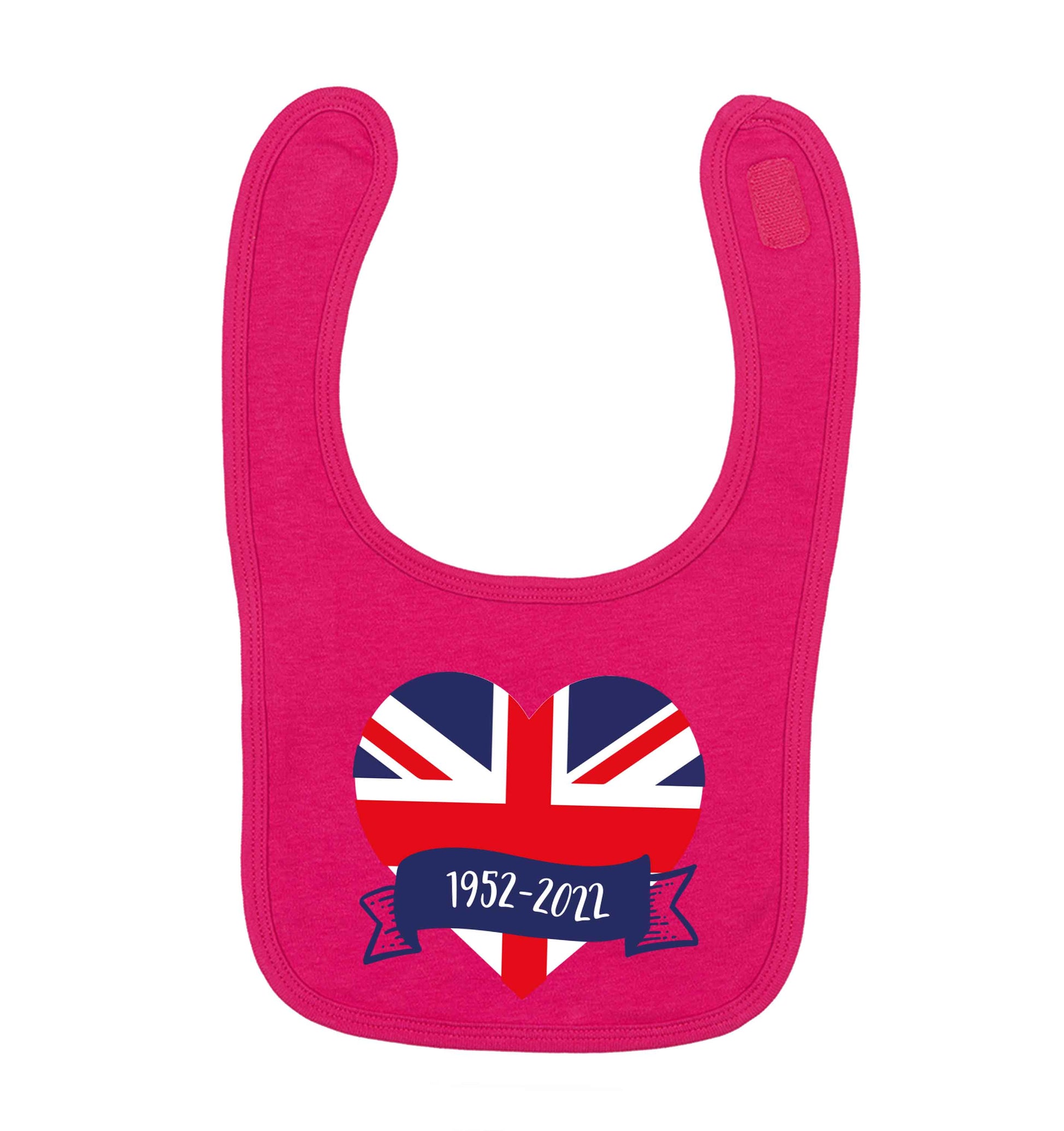 British flag heart Queens jubilee dark pink baby bib